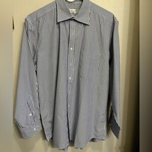Elegant Navy Striped Men's Dress Shirt